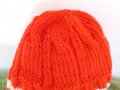 Ръчно изплетена детска шапка - ярко оранжева, с бяла лента!, снимка 2