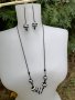 Ръчно изработен комплект колие и обеци - Черно и бяло, снимка 2