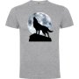 Нова мъжка тениска с Вълк - Пълнолуние в сив цвят 