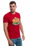 Нова мъжка червена тениска с релефен трансферен печат Герб на България, снимка 5