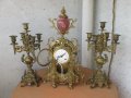 лот Стари, арт, античен, винтидж бароков каминен МЕХАНИЧЕН часовник с АЙЦЕ "ФАБЕРЖЕ"+2 броя свещника, снимка 6
