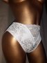 М/L Сатенени бели бикини на релефни цветя , снимка 5