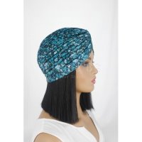 Тюрбан за коса в синьозелено на цветя, снимка 3 - Аксесоари за коса - 37009513