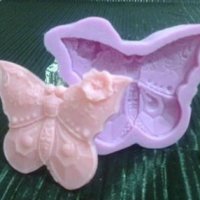 Пеперуда с цветче силиконов молд форма фондан гипс шоколад, снимка 1 - Форми - 38312721