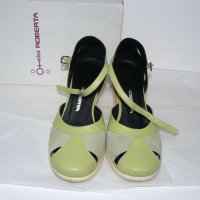 Roberta обувки, платформа 7см, светло зелен естествен велур – 37 номер, 24.5см, снимка 3 - Дамски ежедневни обувки - 28761721