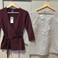 Нов сет от ефирна блуза и жилетка с коланче Gap, р-р S, снимка 1 - Блузи с дълъг ръкав и пуловери - 43633677