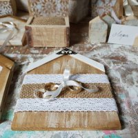 Дървена кутийка за халки - сватбени аксесоари , снимка 4 - Декорация - 26387490