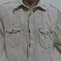Мъжка риза с дълъг ръкав от лен C3000 blackout, снимка 2 - Ризи - 44846505