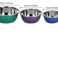 🥗 Кухненски метални купи от неръждаема стомана - 3 броя, снимка 4 - Кутии за храна - 43122413