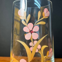 Ръчно рисувана стъклена ваза, снимка 4 - Вази - 44890462