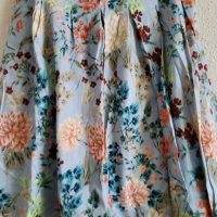 Светлосиня памучна пола с красив флорален десен, снимка 5 - Поли - 37741040
