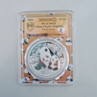 Сертифицирана сребърна монета панда 2024 PCGS МS70, снимка 1 - Нумизматика и бонистика - 43587433