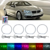 Ангелски очи за BMW E46 RGB многоцветен LED ангелско око пръстен за фара 131 MM + 146 MM многоцветни