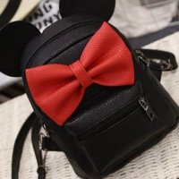 дамска раница кожена мики маус с червена сладурска панделка ново чанта, снимка 5 - Раници - 37613007