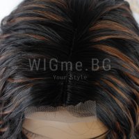 Дълга обемна чуплива тъмнокестенява перука със светлокестеняви кичури Елина, снимка 7 - Аксесоари за коса - 37939451