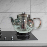 Прозрачен стъклен чайник с инфузер за кафе и чай, снимка 5 - Кафемашини - 44867835