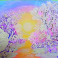 Картина "Зимен залез", снимка 1 - Картини - 43023006