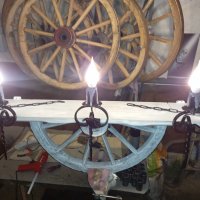 Лампа рафт-етажерща от колело на каруца, снимка 14 - Лампи за стена - 32540271