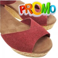 ПРОМО 🍊 TOMS 🍊 Дамски велурени сандали с платформа RED SUEDE PLATFORM 36 и 37 нови с кутия, снимка 3 - Сандали - 17478595