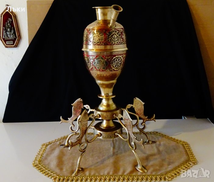 Бронзово наргиле 3.2 кг,клетъчен емайл. , снимка 1