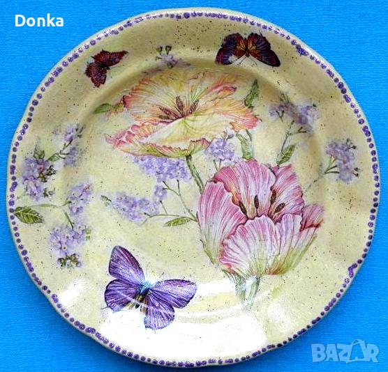  Четири ръчно рисувани декорактивни чинии за пролетна украса на половин цена, снимка 1