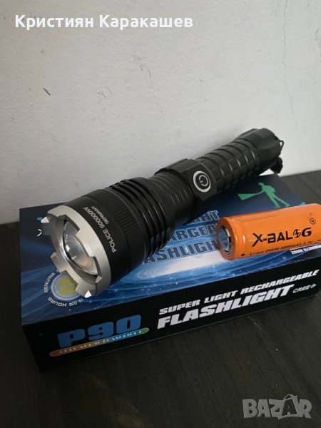 Мощен компактен фенер P90, 90 000lm, водоустойчив, снимка 1