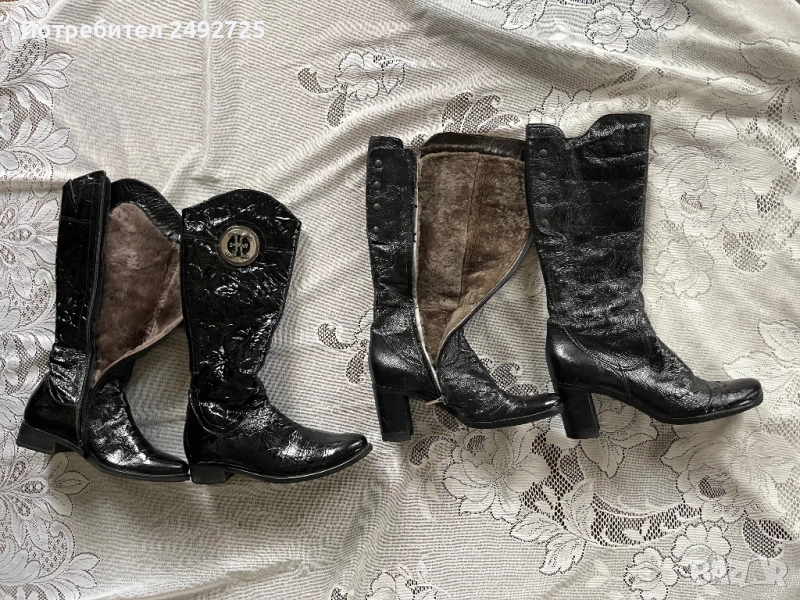 2 чифта Зимни Ботуши чизми естествен лак 39 номер, снимка 1