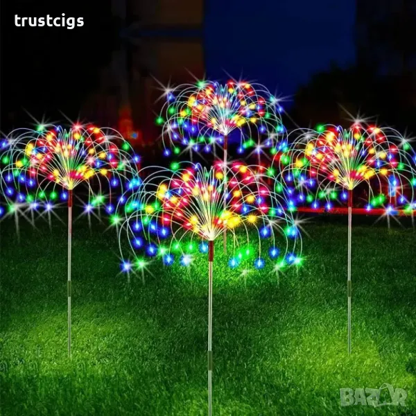 Коледно светещо LED дърво с соларен панел, снимка 1