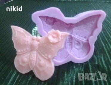 Пеперуда с цветче силиконов молд форма фондан гипс шоколад, снимка 1