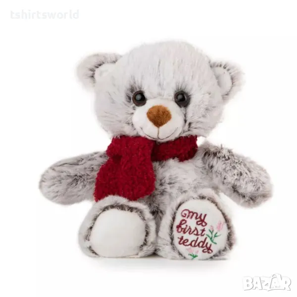 Ново плюшено мече с шал, 28см, снимка 1