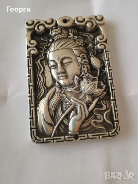 Будистка бронзова плочка-2, снимка 1