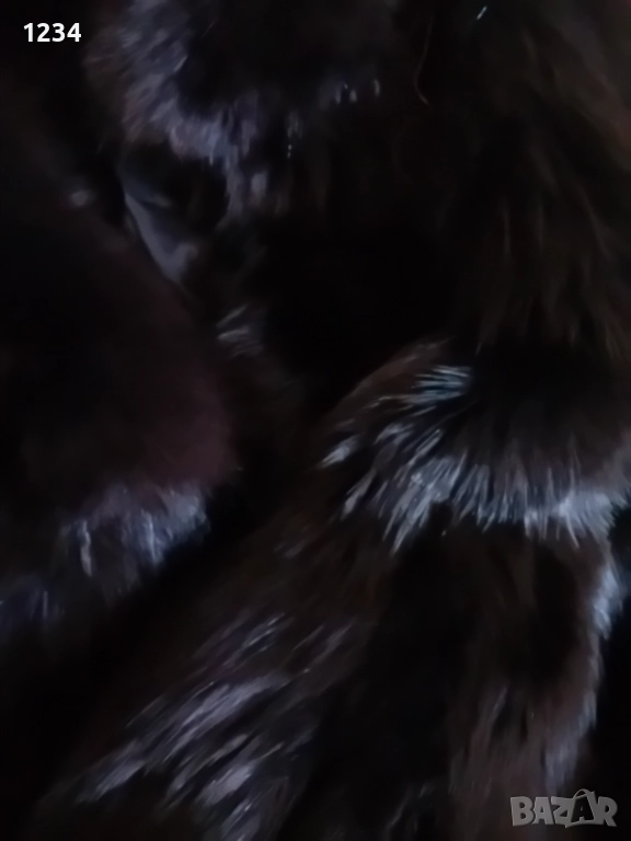 Разкошно дълго палто от черна лисица бутиково/Разкроен модел с вталяване и , снимка 1