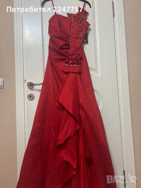 Нова дълга червена рокля размер S, снимка 1