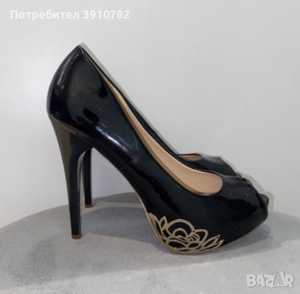 Черни официални обувки с висок ток, снимка 1