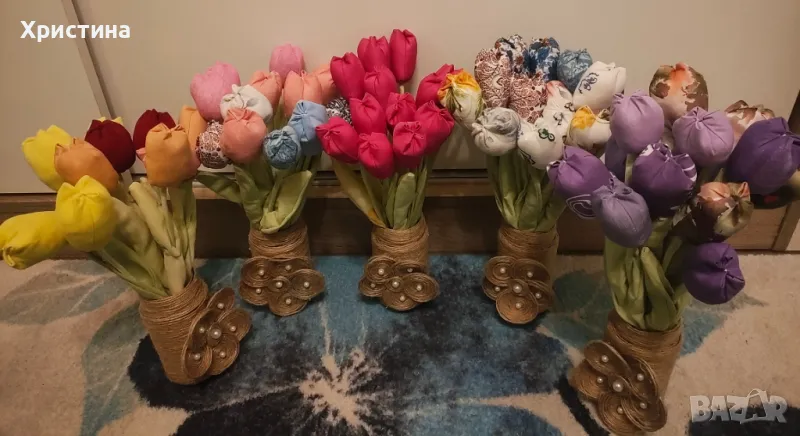 Цветя - лалета от плат , снимка 1