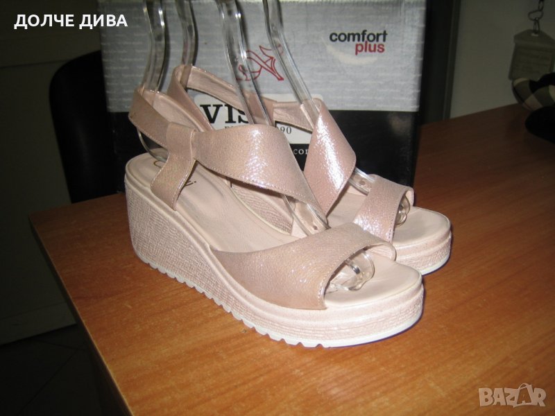 Дамски сандали м.001 естествена кожа пудра-намаление, снимка 1
