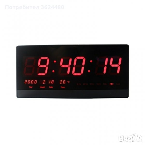 4622 Дигитален стенен часовник с термометър и календар, снимка 1
