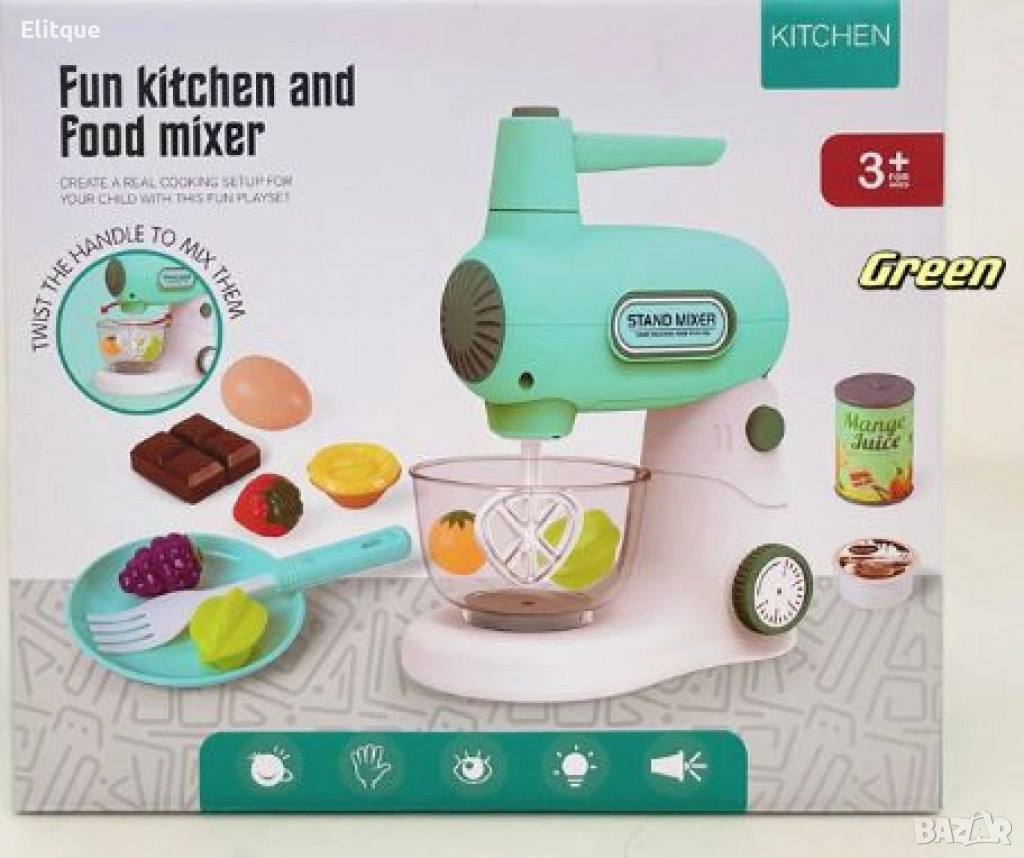 Играчка миксер с аксесоари със звуци и светлини Happy Kitchen, различни цветове, снимка 1