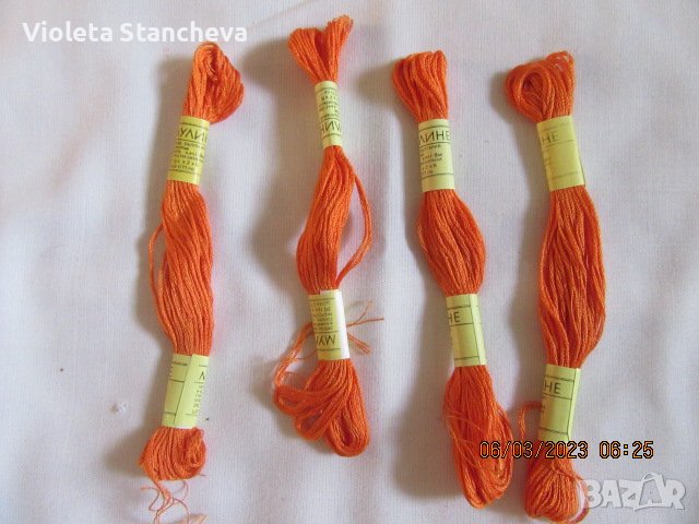 4 бр.БЪЛГАРСКИ ОРАНЖЕВИ ЧИЛЕНЦА ЗА БРОДИРАНЕ, снимка 1