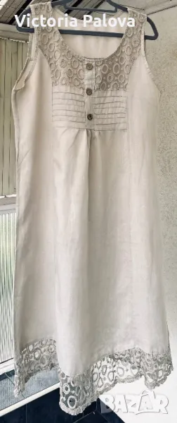 Красива ленена рокля свободна кройка 100% лен, снимка 1