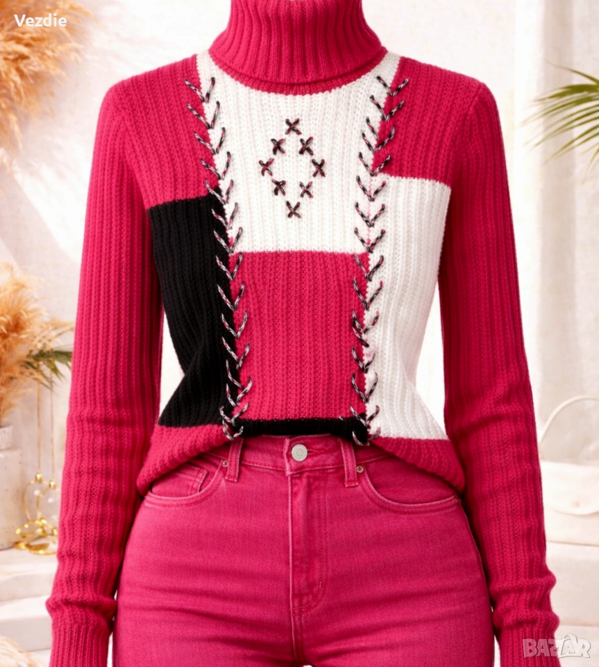Розов дамски пуловер, снимка 1
