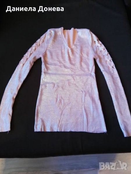 Розова блузка със сребрист ефект , снимка 1
