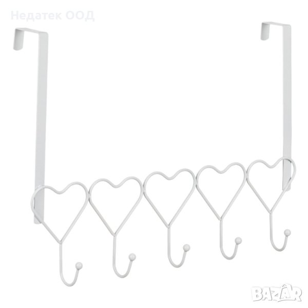 Метална закачалка, за врата, сърца , 5 куки, 41см, снимка 1
