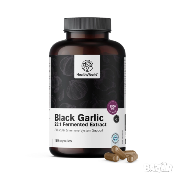 Черен чесън 1500 мг 180 Капсули, снимка 1