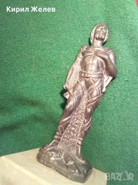 КРАСИВА АВТОРСКА АРТ СТАТУЕТКА БЯЛ МЕТАЛ СКУЛПТУРА МАЛКА ПЛАСТИКА МРАМОРЕН ПОСТАМЕНТ 28637, снимка 1