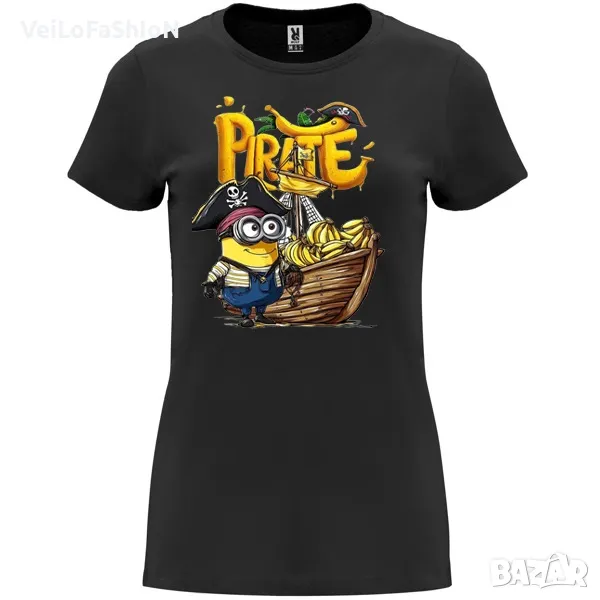 Нова дамска тениска с Миньон - Пират в черен цвят, снимка 1