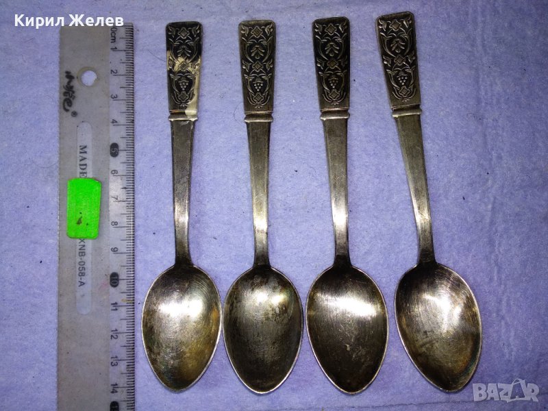 ЛОТ ЧЕТИРИ СТАРИ СССР ОРНАМЕНТИРАНИ РУСКИ ДЕБЕЛО ПОСРЕБРЕНИ ЛЪЖИЦИ БЯЛ БРОНЗ с МАРКИРОВКА 42102, снимка 1