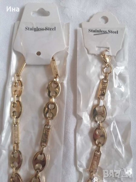 Мъжки комплект гривна и синджир медицинска стомана, снимка 1