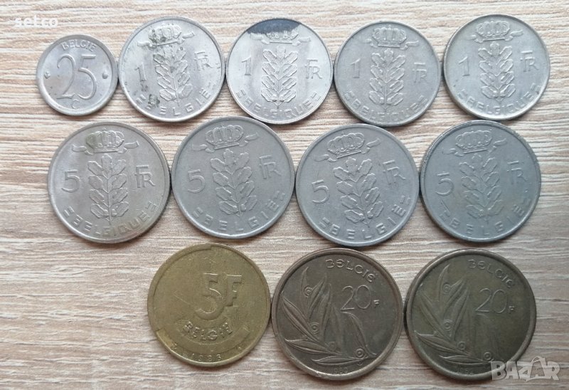 Лот 12 броя монети БЕЛГИЯ л5, снимка 1