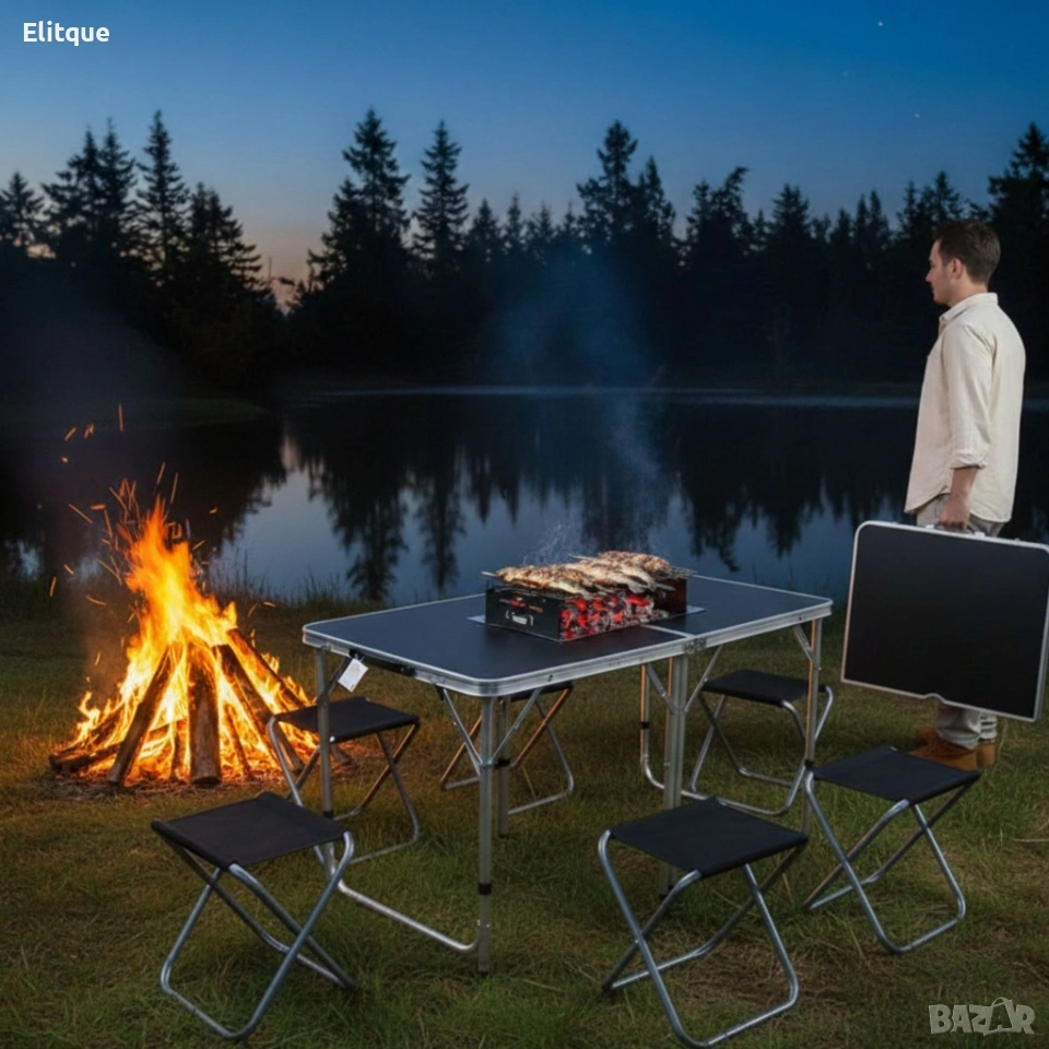 Мобилен комплект маса и 4 стола – практично решение за всяко пътуване и открито пространство, снимка 1